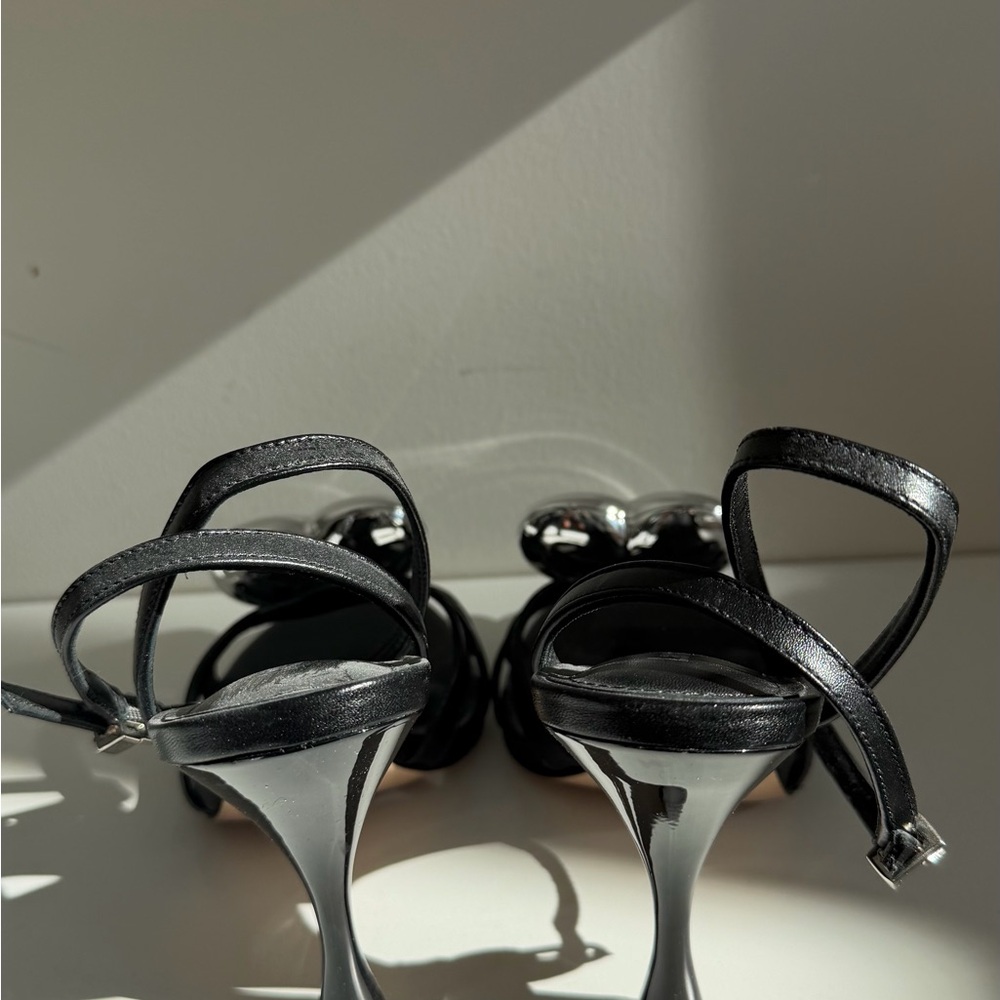 Larroude Black Heels with Silver Heart Detail - Picture 3 of 3